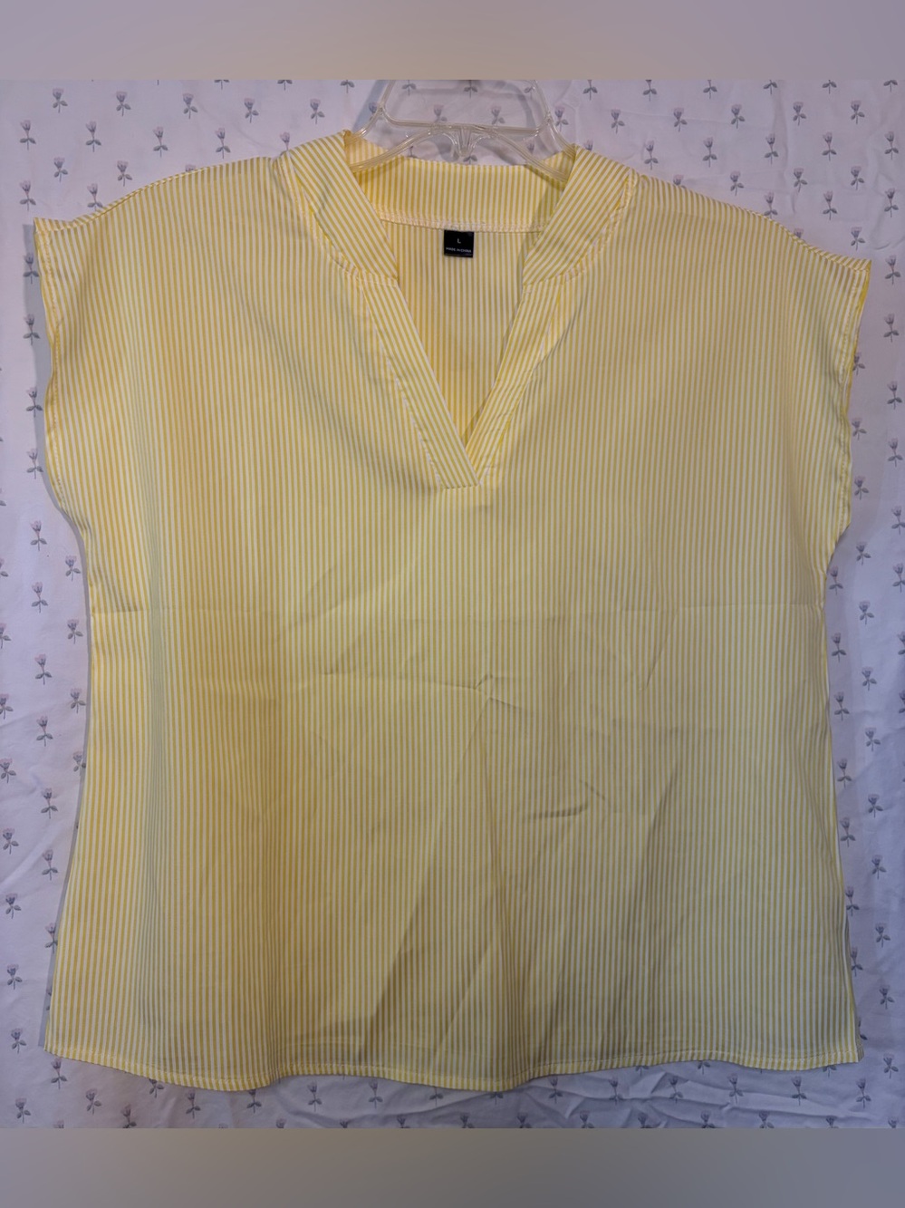 SHEIN Yellow Striped V-Neck Women’s Blouse